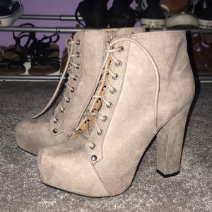 Nude chunky ankle boots
